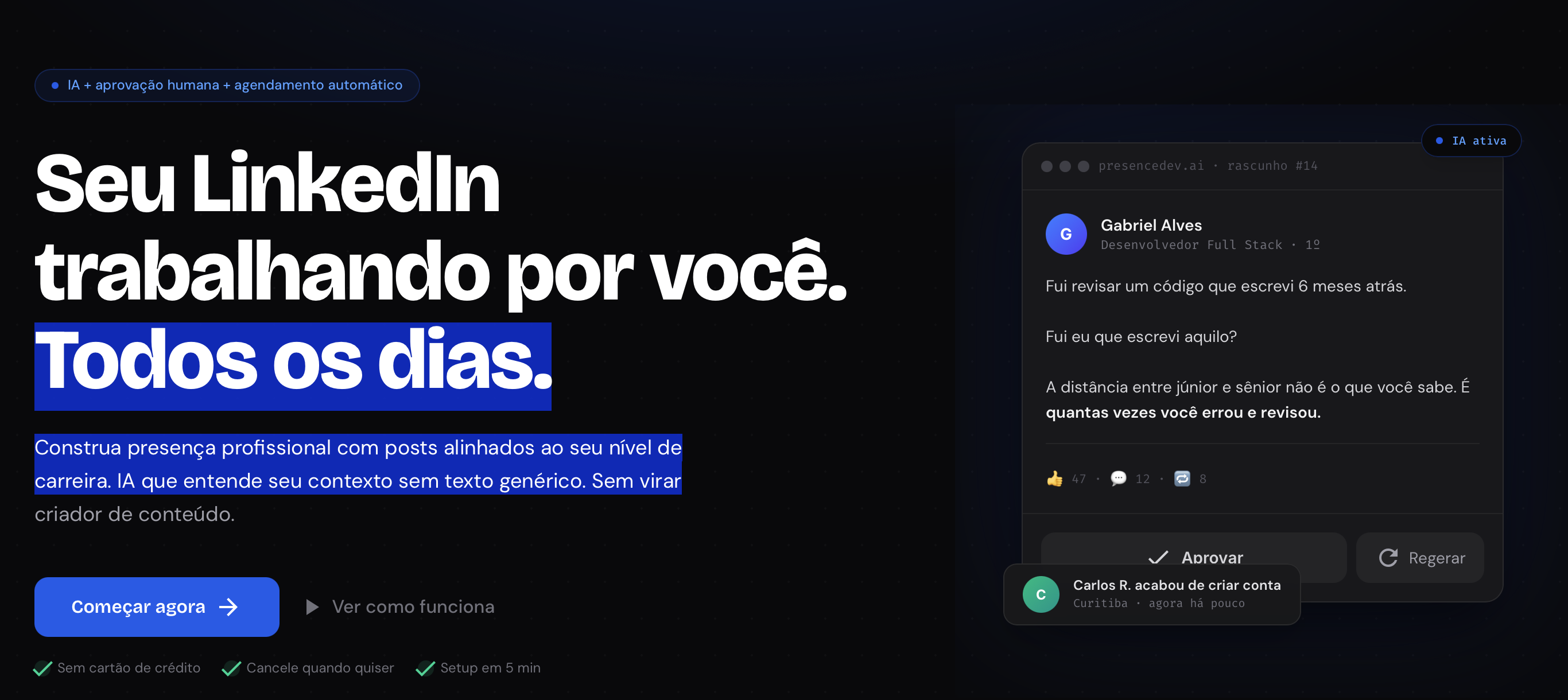 PresenceDev — projeto desenvolvido pela Elom